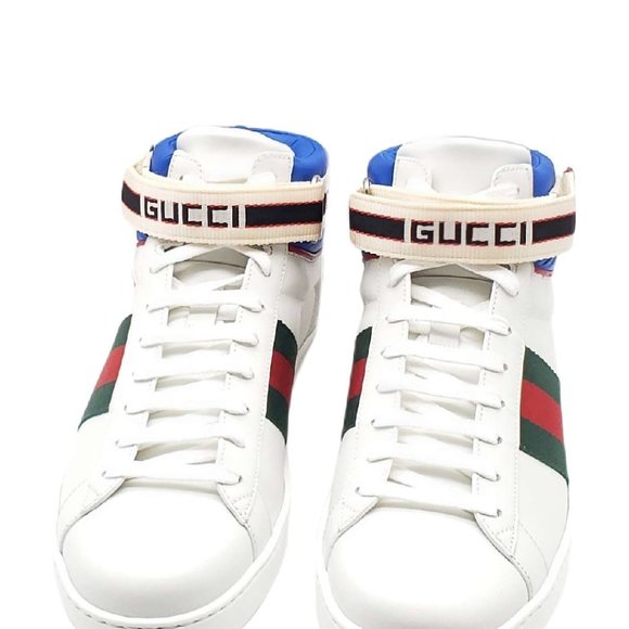 100% Authentic Gucci Ace Stripe High Top Sneaker Unisex - Picture 3 of 11